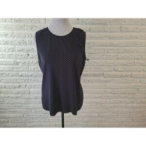 Christopher & Banks Womens XL Top Sleeveless Blue Polka Dot GEO236E